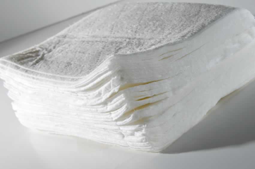 Felt sheeting used as medical wipes